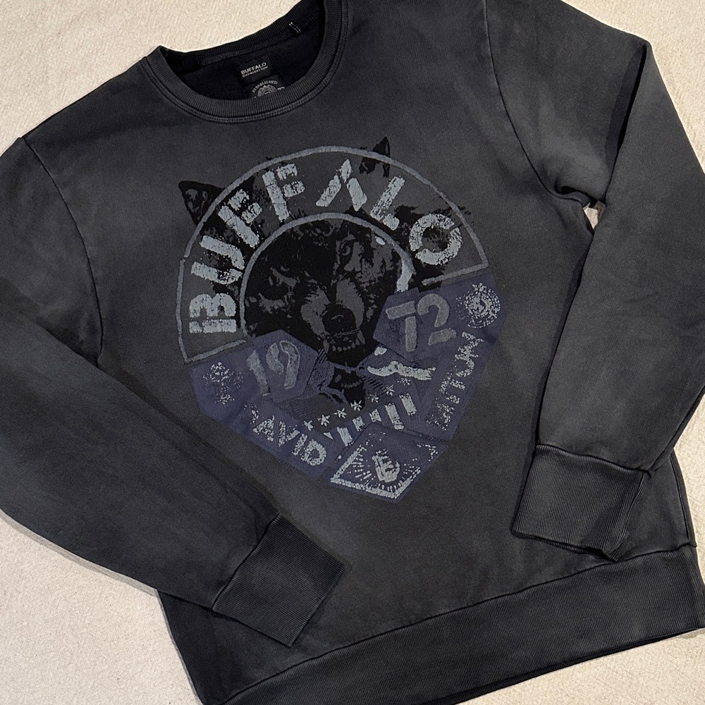 Buffalo David Bitton Men's Charcoal Crewneck Sweatshirt L